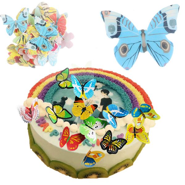 

42pcs/lot mixed butterfly edible glutinous wafer rice paper cake cupcake ers for cake decoration birthday wedding tools