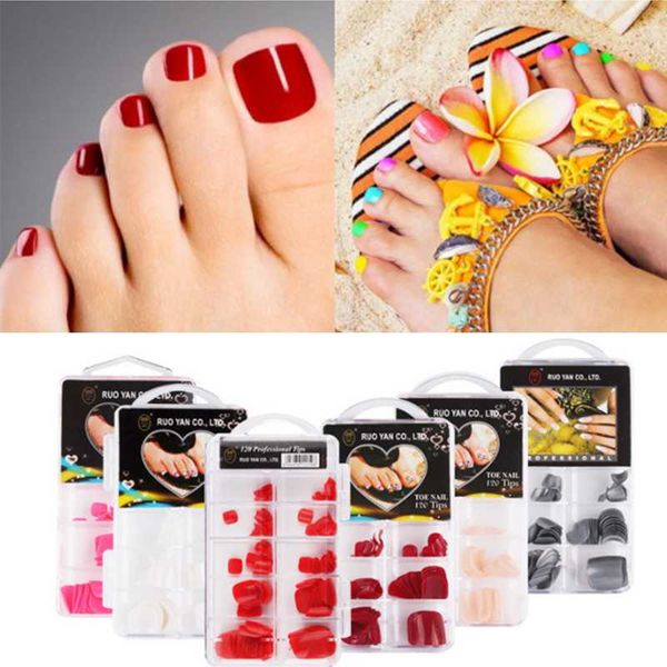 

13 colors summer french candy false toes nail art tips natural colorful fake toenails artificial full cover nail art decorations, Red;gold