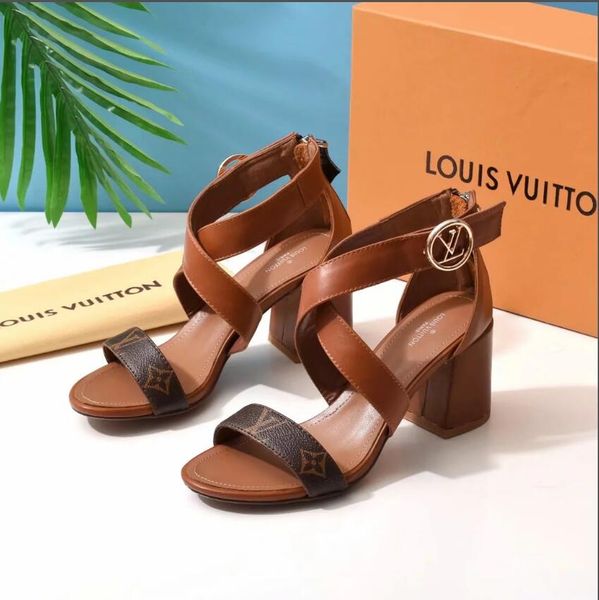 

wholesale sandals classic sandals luxury leather design for women's shoes with metal buckle for party professional sandals in, Black