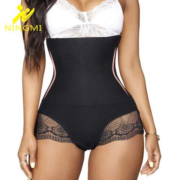 

ningmi butt lifter for women slim waist trainer shapewear tummy control panties slimming pants brief lace pulling underwear, Black;white