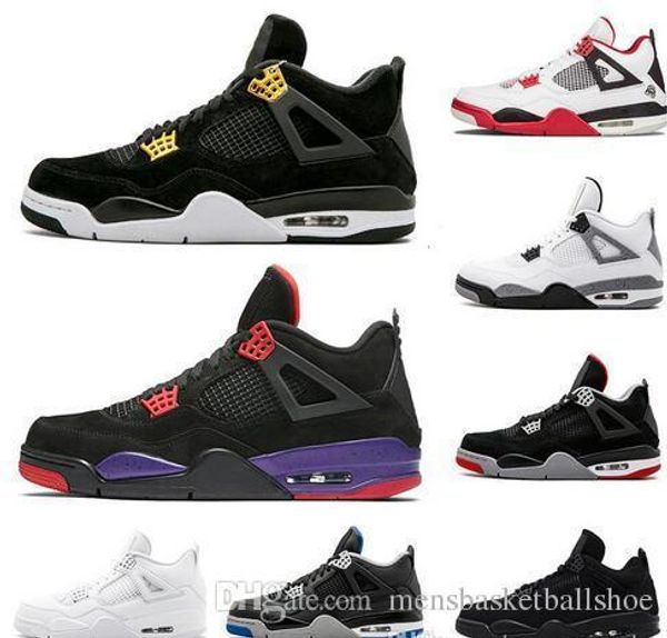 

4 4s basketball shoes men pure money royalty white cement raptors black cat bred fire red mens trainers sports sneakers size 8-13