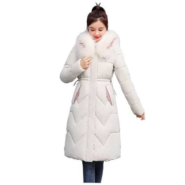 

long fur coat hooded bakery winter down coat women oversize jacket cotton padded wadded parkas big pocket wind breaker sleeves, Black