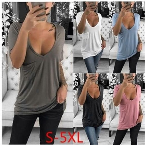 

large size short-sleeved t-shirt v-neck clothing tshirt large size women's short-sleeved t-shirt women's v-neck clothing tshirt, White