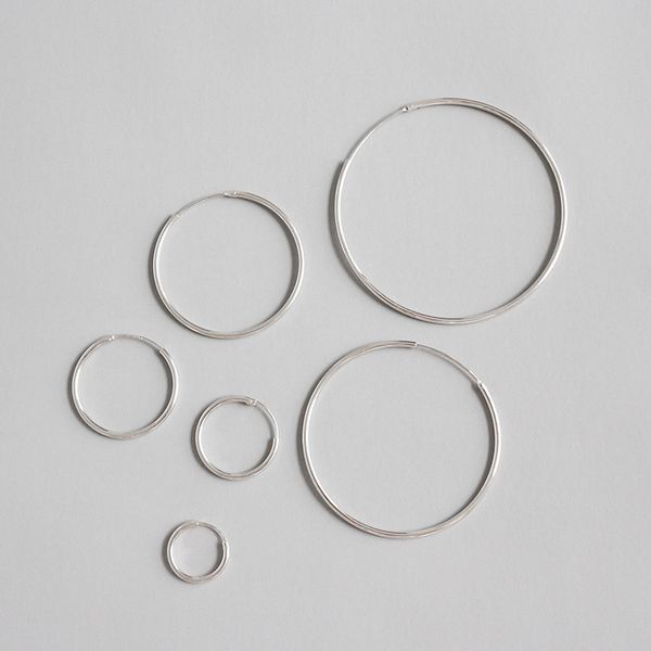 

real 925 sterling silver big circle hoop earrings for women boucle d'oreille femme 2019, small hoops earings fashion jewelry, Golden;silver