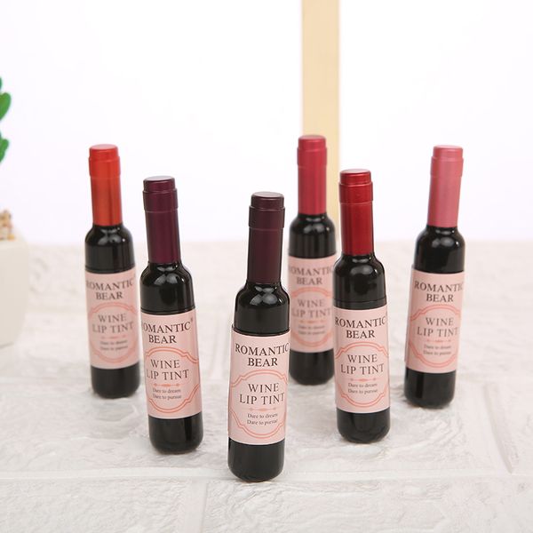 

waterproof romantic bear liquid lipsticks 24 hours long-lasting wine lip tint 6 colors available lipgloss cosmetics dhl free