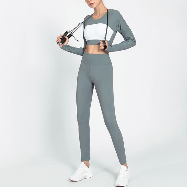 

women's 2 pieces sports suit long sleeve quick-dry running fitness yoga pants set