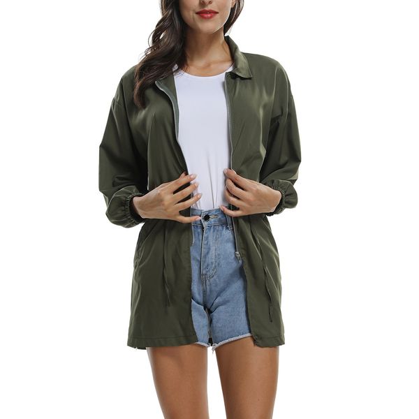 

spring fashion women's 2019 new casual letter printing waist thin windbreaker loose long-sleeved kimono jacket cardigan shirt, Tan;black
