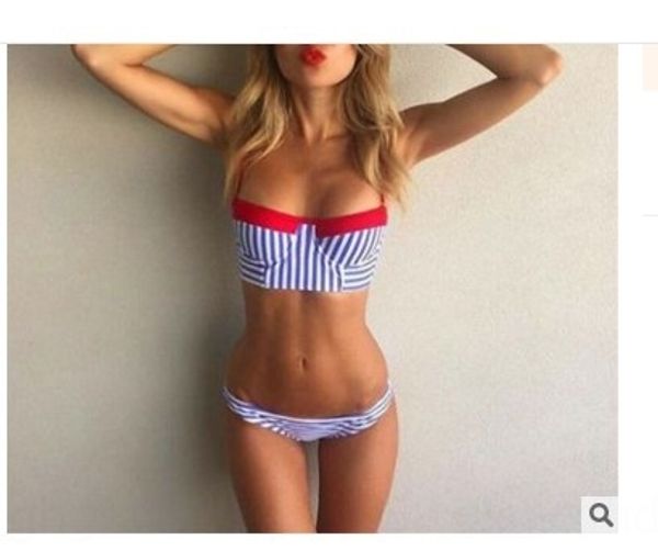 

blue stripe lady split blue stripe bikini lady bikini swimsuit split swimsuit, White;black