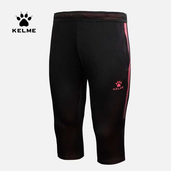 

kelme men 3/4 sport tights gym running tights skin compression running pants fitness yoga basketball training leggings 3871312, Black;blue