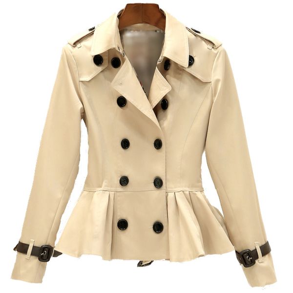 

new morality show thin women windbreaker big yards short coat women's during the spring and autumn, Tan;black