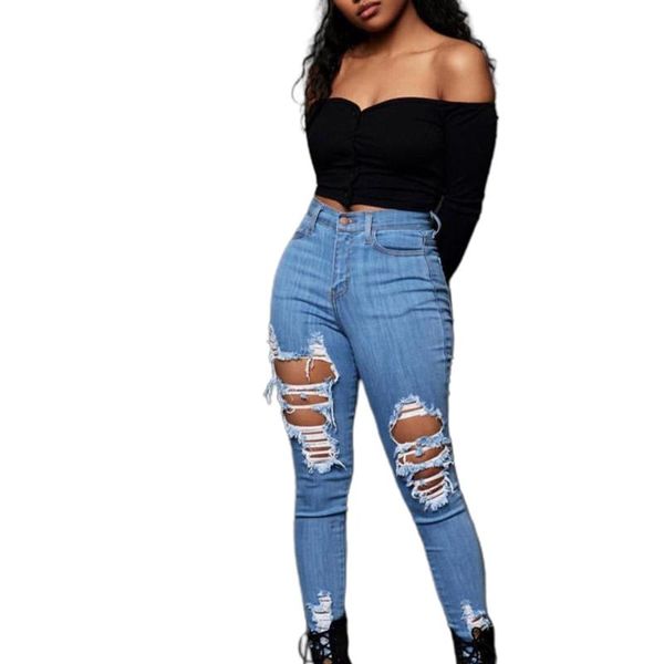 

2020 new autumn winter women fashion casual denim pants boyfriend hole womens jeans high waisted jeans, Black;white