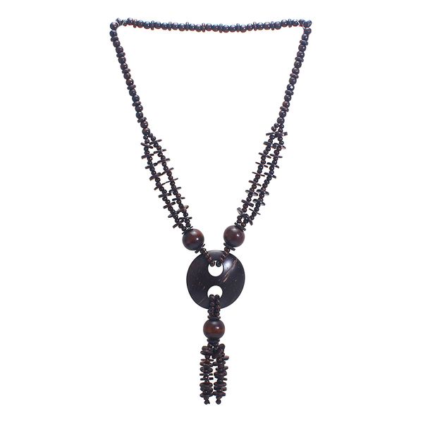

bohemia ethnic necklace & pendant multilayer brown beads jewelry vintage statement long necklace women handmade wood jewelry, Silver