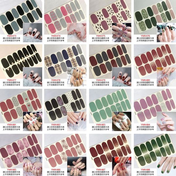 

nail art full-cover sticker sheet 14tips sticker polish ymx473-488, Black
