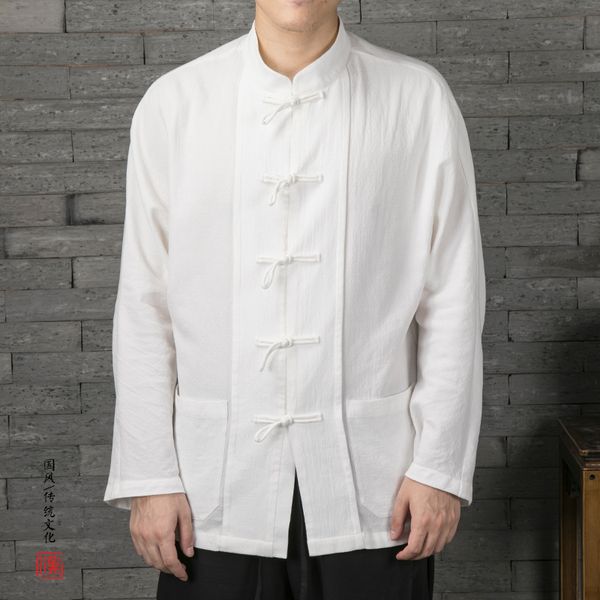 

mixcubic 2019 autumn korean style jacquard linen shirts men casual slim stand up collar jacquard linen shirts for men,-4xl, White;black