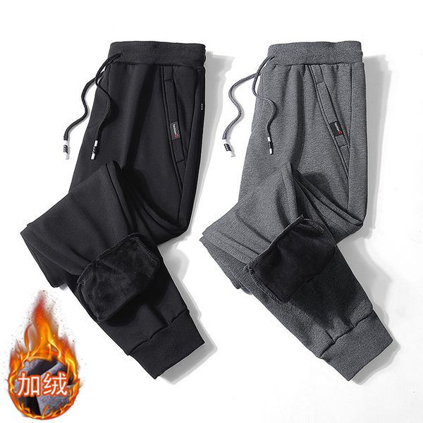 

men's sports pants skinny closing sweatpants autumn & winter brushed and thick ankle banded pants men's loose and plus-sized, White;black