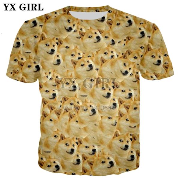 

yx girl 2018 summer new fashion men t-shirt funny head doge 3d t shirt god dog/shiba inu print mens womens casual tee shirts, White;black