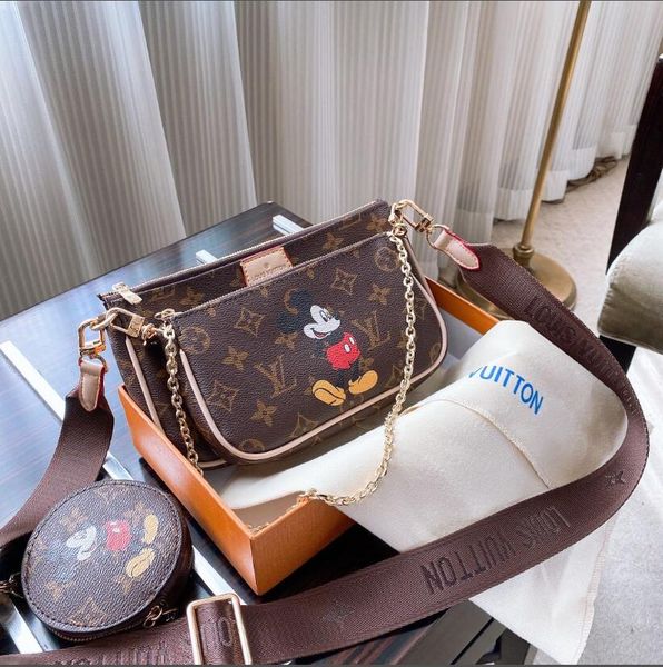 

new 2020 fashion exquisite cartoon messenger bag three-piece backpack shoulder bag messenger bag backpack with packing box