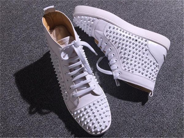 

классический high top красной подошвы кроссовок обувь белого черный шипы из натуральной кожи женщины, мужчины повседневной walking префект о, Black