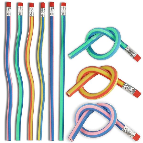 

70 pack - soft flexible bendy pencils - 6 assorted colours perfect for classrooms, prizes party gift bag fillers and more