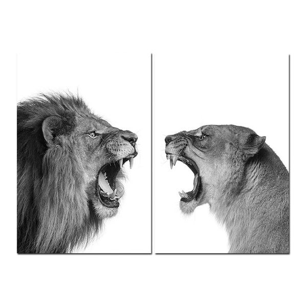 

art 2020 newst for living room canvas poster lion and lioness black white woodlands animal wall art print painting nursery wall art picture