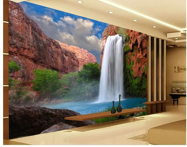 

водопад течет вода телевизор фоне стены росписи 3d обои 3d обои для тв фоне