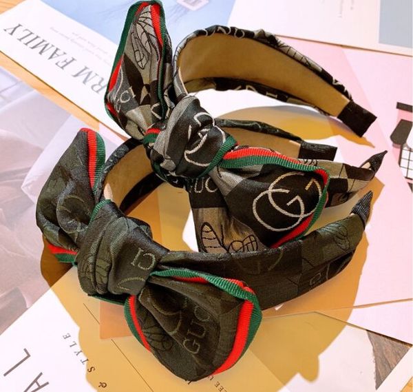 

Самые новые женщины ободков 2020 моды письма печати Hairband ретро широкий бант оголовье 2 цвета заводской цена оптового