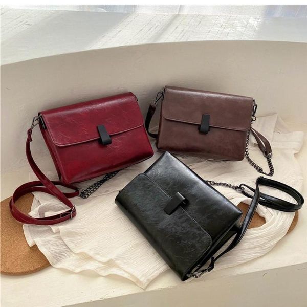 

2020 handbag fashion women's solid color large capacity leather shoulder bag messenger bag chain mobile phone small square