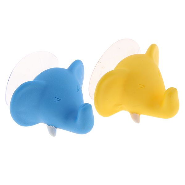 

2pcs cute elephant head key towel hat hooks sucker blue and yellow colors