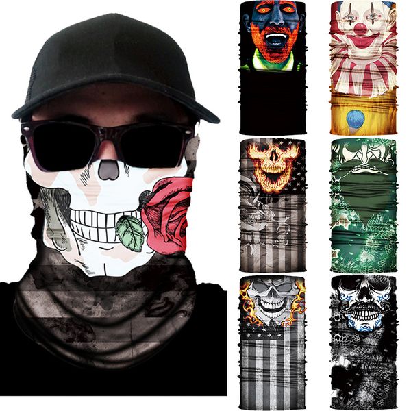 

motorcycle face mask cycling halloween head scarf neck warmer skull face mask ski balaclava headband scary shield magic, Black