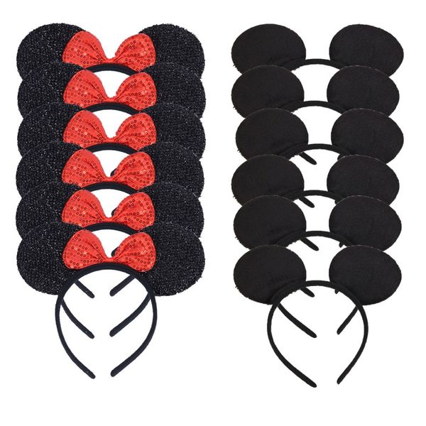 

12pcs/lot glitter sequin mouse ears headband for party baby shower birthday halloween hair accessorie (6red sequin 6solid black