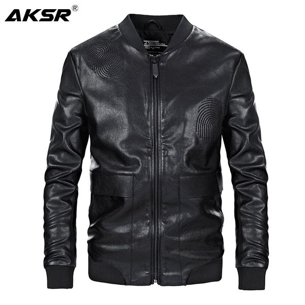 

aksr new arrive mens autumn pu leather jacket motorcycle leather jacket slim pu jackets chaqueta cuero hombre mens coats, Black