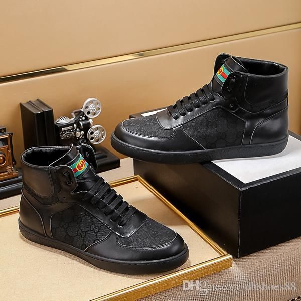 

fashion luxury men casual shoes speed runner high-trainers shoes leather vacation outdoor shoes ankle boots for man ing, Black