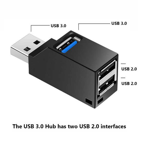 

mini 3 ports usb 3.0 swivel rotating divider adapter for laptop
