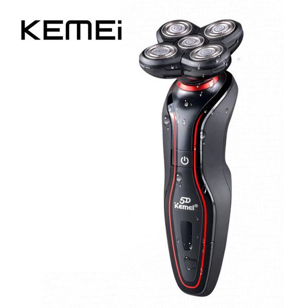 

kemei km-6181 washable beard trimmer rechargeable electric shaver five blade electric razor for men face care 5d floating shaver