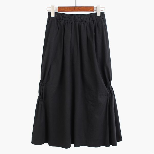 

high elastic waist army green pleated split temperament half-body skirt women fashion tide new spring autumn 2020 v822, Black