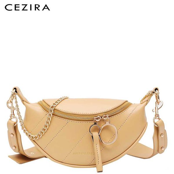 

cezira pu leather crossbody bag for women fashion vegan leather chest bag female chain shoulder handbag messenger sac