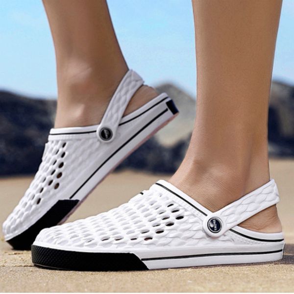 

2019 summer new men's half drag sandals non-slip hole shoes beach shoes light fashion comfortable mesh sandals men slippers, Black