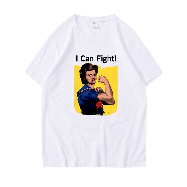 

men women fashion summer t-shirt strangers things steve same style tee casual tee for men i can fight print comfort soft, White;black