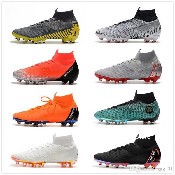 

2019 mercurial superfly vi 360 elite ag men s soccer shoes crampons de football boots chuteira black men world cup soccer cleats
