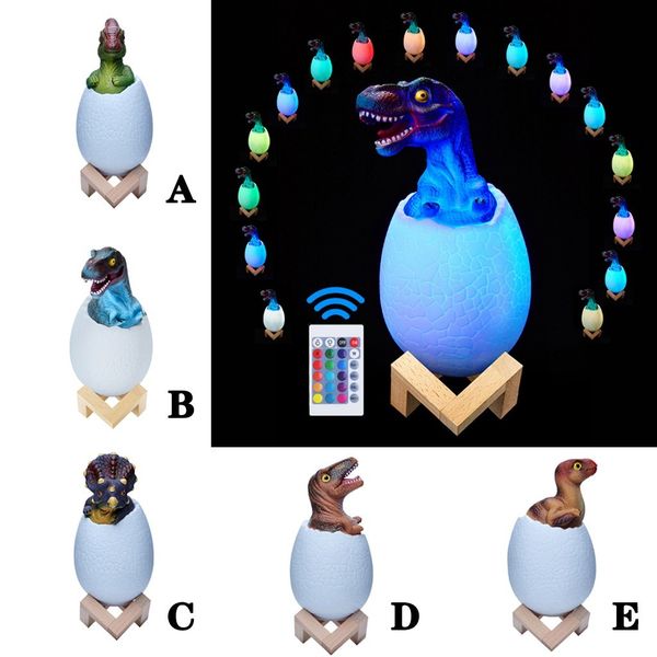 

dinosaur egg 3d night light rechargeable control lamp 16 colors change remote led light gift creative smart home desk lamp new