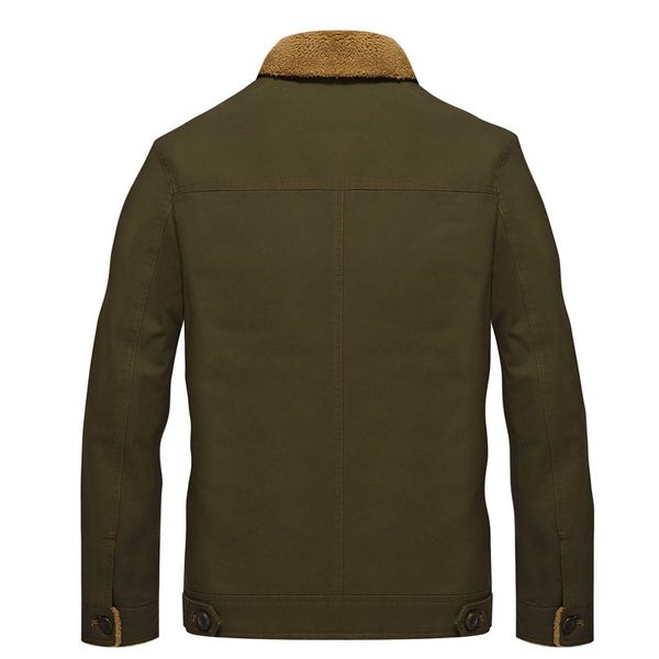

autumn and winter new style brushed and thick fold-down collar casual loose-fit uniforms workwear jacket large size men's wear, Black