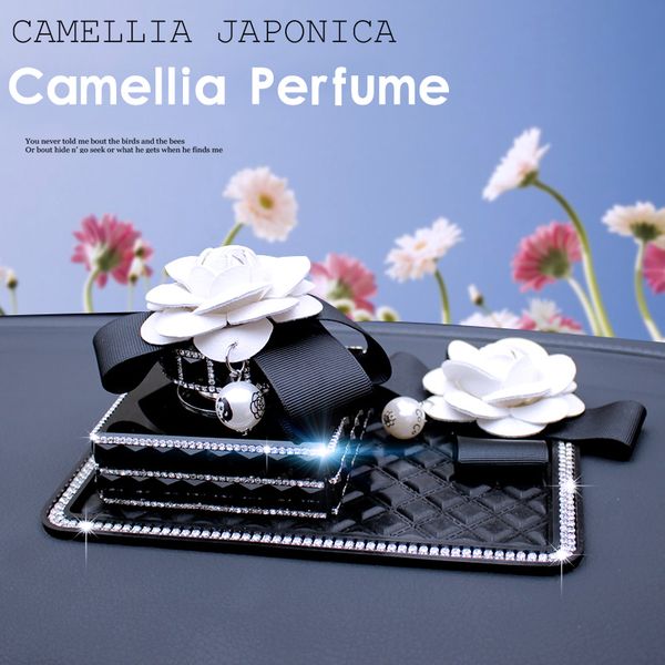 

car styling diamond pearl car air freshener crystal flower perfumes women crystal camellia parfum flavoring in the