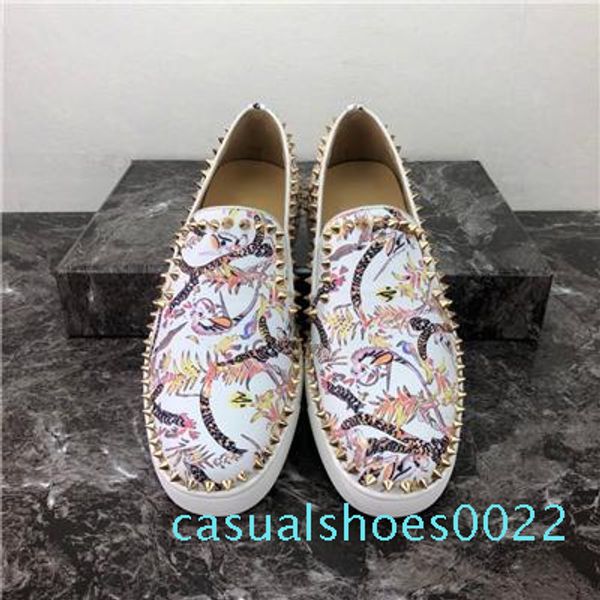 

2020 men women casual shoes designer red bottoms studded spikes fashion insider sneakers red leather low boots size34-48 c22, Black