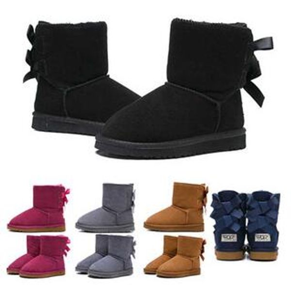 Billigere Designer-Kinderstiefel WGG Snow Winterstiefel Bailey Bow Kinder Mädchen Junge Triple Black Pink Khaki Ankle Booties 26-35