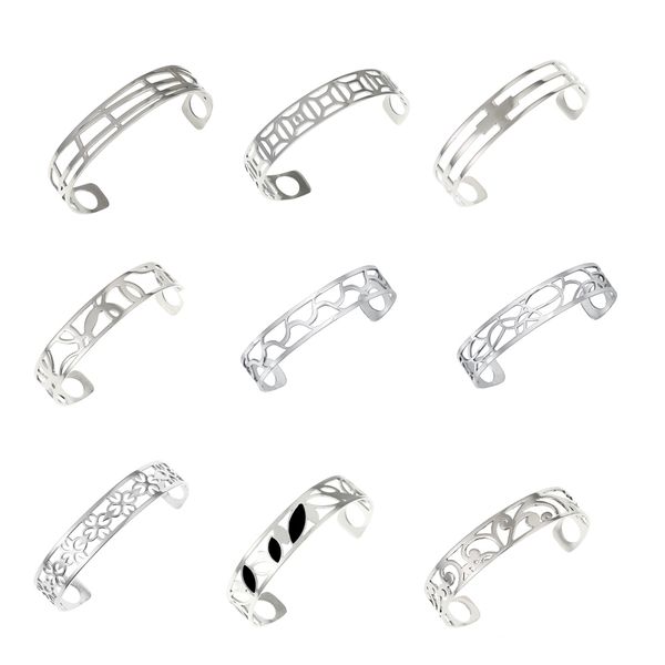 

legenstar bracelets&bangles stainless steel for women hollow cuff guipure manchette femme 14mm bracelet interchangeable jewelry, Black