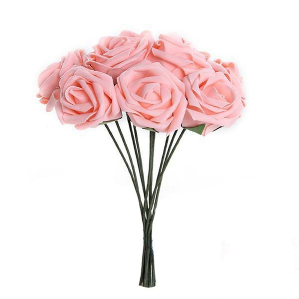 

10шт искусственный цветок пена роза свадьба невесты свадебный букет party decor light pink