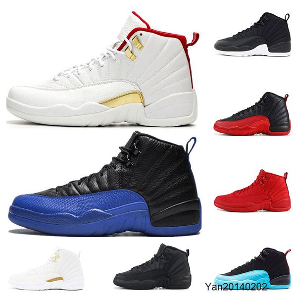 

mens basketball shoes 12 12s fiba game royal gym red nylon reverse taxi sneakers gym red gamma blue athletic trainers sports size 7-13