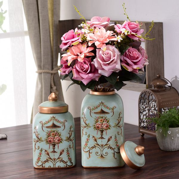 

vintage american ceramic ornaments storage tank vase european living room cabinet home furnishing modern decor