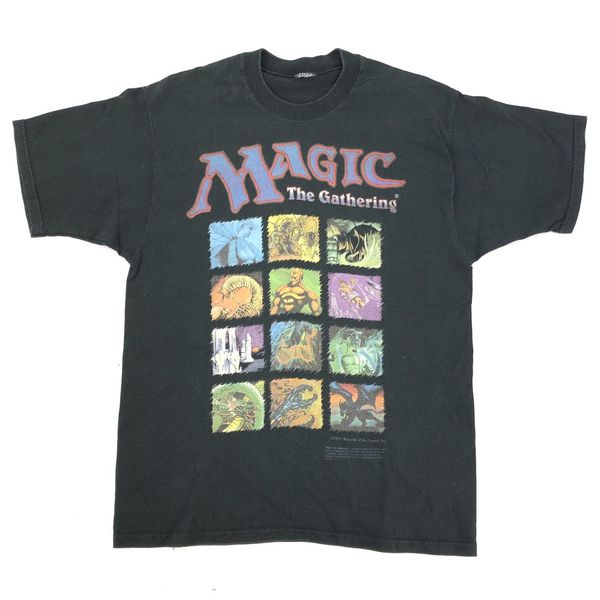 

Магия сбор мужская L большая футболка VTG 1995 официальный Черный блок Битник О-образ