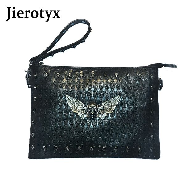 

jierotyx messenger bag envelope bags day men shopping bags thin purse black angel skeleton men a4 shoulder handbag